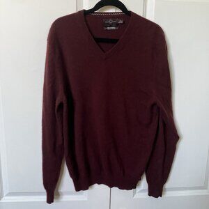 Black Brown 1826 Cashmere Sweater Mens L Red 100% Cashmere Grandpa Academia Knit